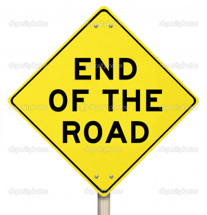 End of the Road Yellow Warning Sign - Last Final Failure - Stock Image
