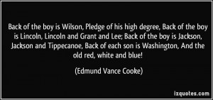 Back of the boy is Wilson, Pledge of his high degree, Back of the boy ...