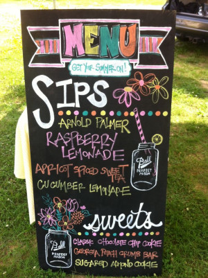Chalkboard lemonade stand menu