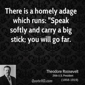 Theodore Roosevelt - There is a homely adage which runs: 