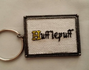 Harry Potter inspired Hufflepuff cr oss-stitched keychain ...
