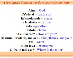 Let’s Learn a little Samoan language…