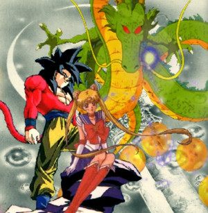 Goku and Usagi serena tsukino sailor moon dragon ball anime crossover ...