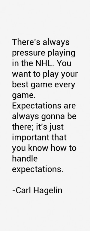 There's always pressure playing in the NHL. You want to play your best ...