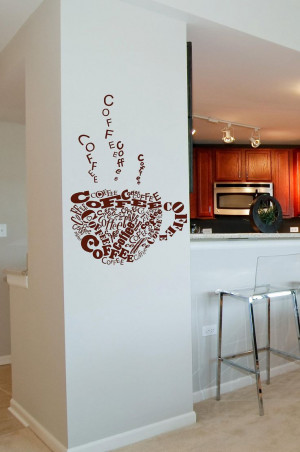 Swirling coffee Cup Large Vinyl Lettering wall words quotes graphics ...