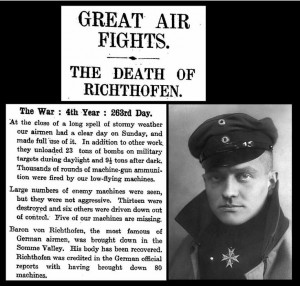 21st April 1918 - Death of Baron von Richthofen