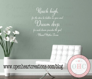 Wall Quotes - Reach High Dream Deep Mother Theresa Quote Wall ...