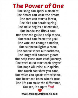 We love this poem because it adds a new value to the number one. Each ...