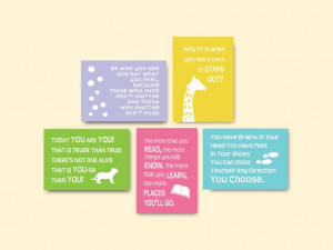 Dr Seuss Quotes 5 x 7 Prints Kids GIRLS Wall Art Set of (5) Modern ...