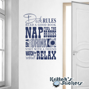 Deck Rules... Vinyl Decal Wall Quote (23 x 32 inches) L102