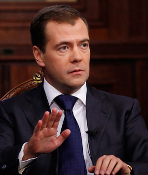 Russian President Dmitry Medvedev speaks during his television ...