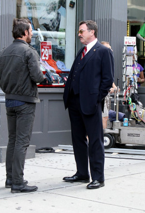 Tom Selleck on the set of 