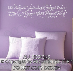 Details about STARDUST Glistening Little Girls Dreams Quote Vinyl Wall ...