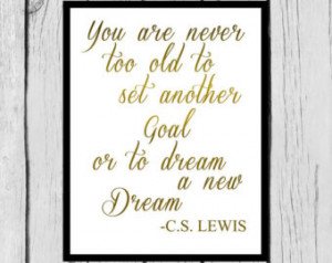 Inspirational Quote Wall Art/Gold F oil Tomography/C.S. Lewis Quote ...