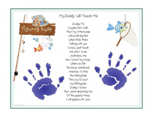 DADDY Teach Me~FISHING Poem Child Handprint FATHERS DAY