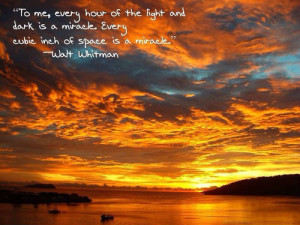 To me, every hour of the light and dark is a miracle. Every cubic inch ...