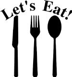 Let's Eat Knife Fork And Spoon wall saying vinyl lettering art decal ...