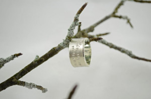 Sterling Silver Wide Ring, Hand Hammered Unisex Band, Quote ...