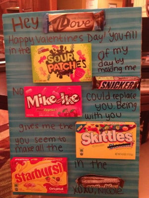 Valentines I did for my boyfriend this year! Candy sayings