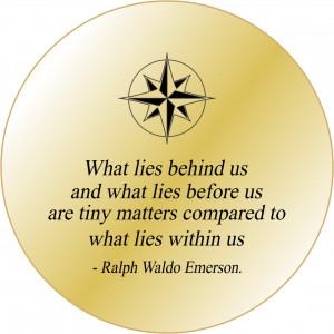 Solid Brass Engraved Pocket Compass: Emerson Quote WLB