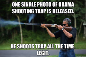 ... photo of Obama shooting trap is released. He shoots trap all