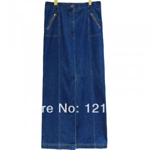 cotton denim long maxi skirt for women straight casual jeans skirt jpg