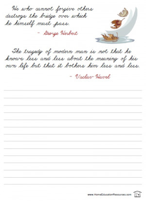 free quotations cursive printable packet for handwriting homeschool ...