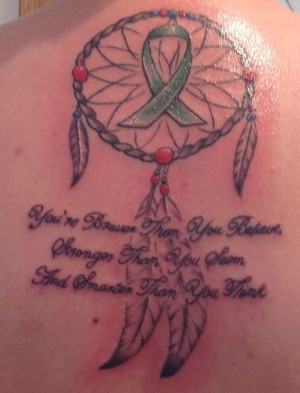 ... tattoo with mental health awareness ribbon and whinnie the pooh quote