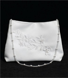 Beaded Floral Embroidery Flower Girl Purse or First Communion Purse