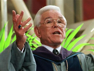 Dr. Robert H. Schuller speaks from the Crystal Cathedral pulpit on ...