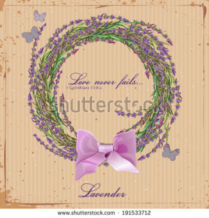 Lavender. Wreath of herbs of Provence. Card for scrapbooking. Poster ...