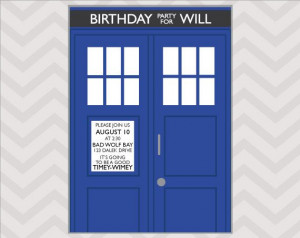 Doctor Who Birthday TARDIS Invitation -Printable Digital File-