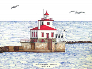 Oswego Harbor Lighthouse Drawing