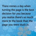 Quote on turning the page and moving on in life for better things