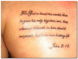 John 3:16 Quote From The Bible Inked on Chest