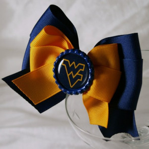 West Virginia Mountaineers Hair Bow - Blue and Gold Boutique Hair B ...
