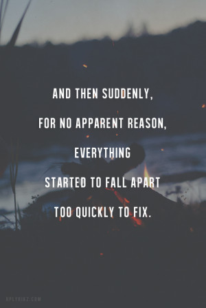 ... this image include: quote, no reason, everything, fall and fall apart