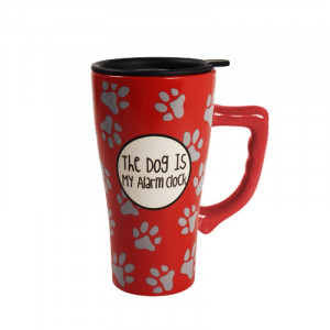 Dog Ceramic Travel Mug- Quote Alarm Clock