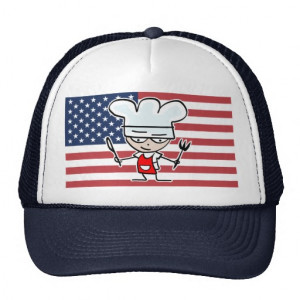 Chef hat with american flag and cool cartoon