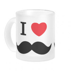 Love Mustache Frosted Glass Mug