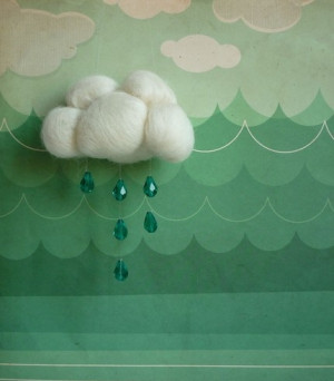 adorable, clouds, cotton balls, craft, cute, diamons, green ...