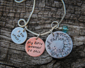 ... heart... Hand-stamped pendant with Baha'i quote from the Hidden Words