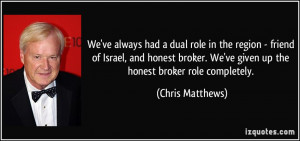 ... broker. We've given up the honest broker role completely. - Chris