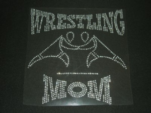 ... Wrestling Mom Hot Fix Iron On Rhinestone Transfer Bling MADE IN USA