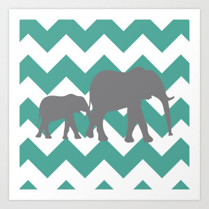 teal chevron print