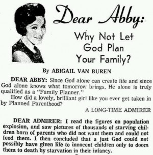 Dear Abby and reproductive health.