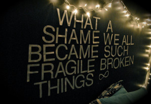 What a shame we all became such fragile broken things.