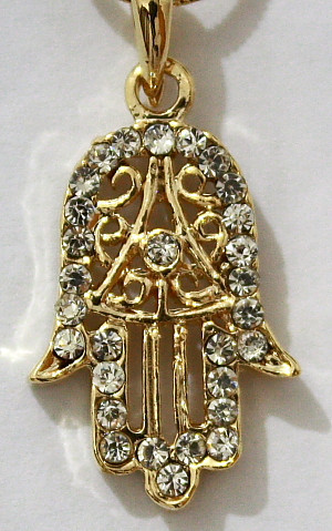 Details about Kabbalah Crystal Small Hamsa Gold Tone Evil Eye Amulet ...