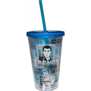 Archer Character Quote Plastic Cup with Straw