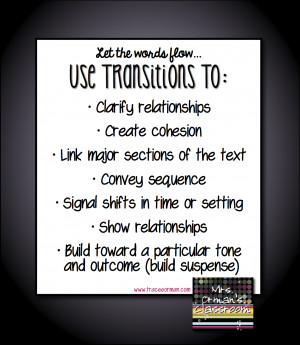 keys to writing is using appropriate transitional words and phrases ...